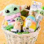 White wicker basket filled with Star Wars toys